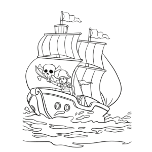 Captain Hook Pirate Ship Coloring Pages