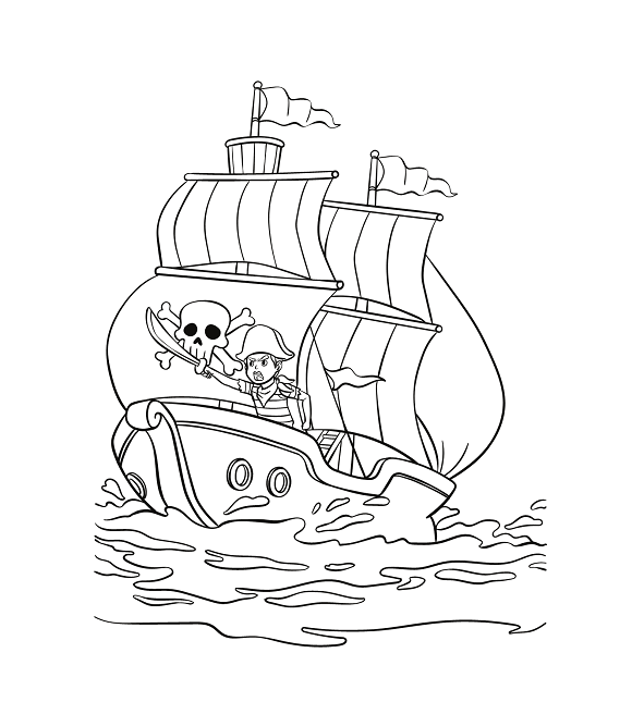 Captain Hook Pirate Ship Coloring Pages