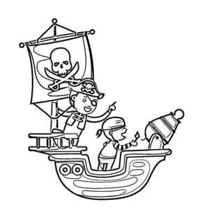 Cute Pirate Ship Coloring Pages