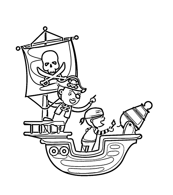 Cute Pirate Ship Coloring Pages