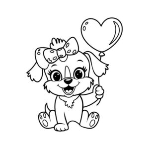 Cute puppy valentine coloring page free