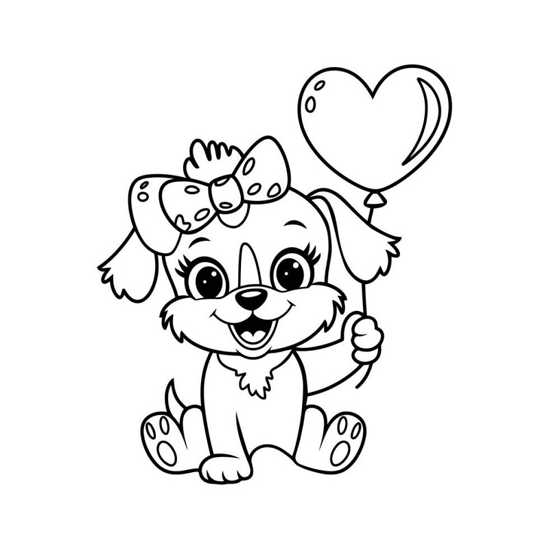 Cute puppy valentine coloring page free