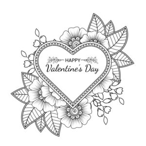 Flower happy valentines day coloring pages
