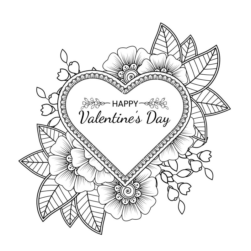 Flower happy valentines day coloring pages