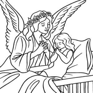 Guardian angel child praying