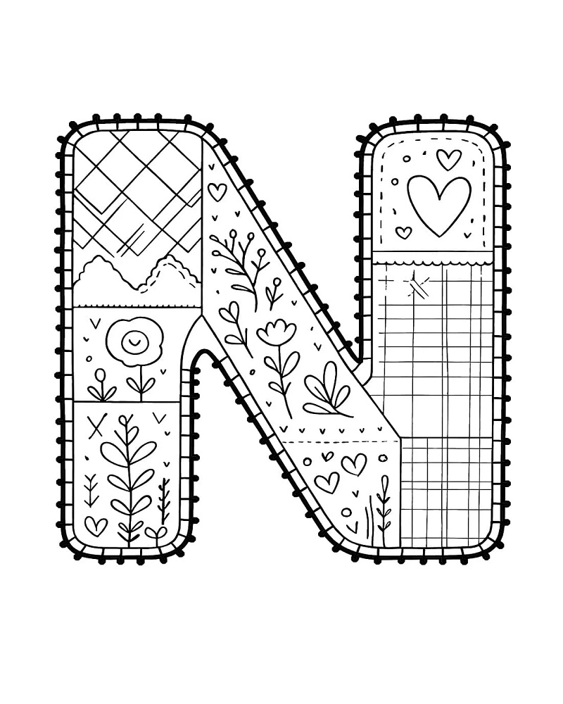Letter N Coloring Page