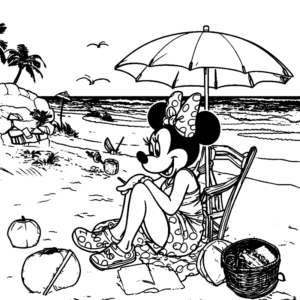 Minnie Mouse enjoying a day at the beach