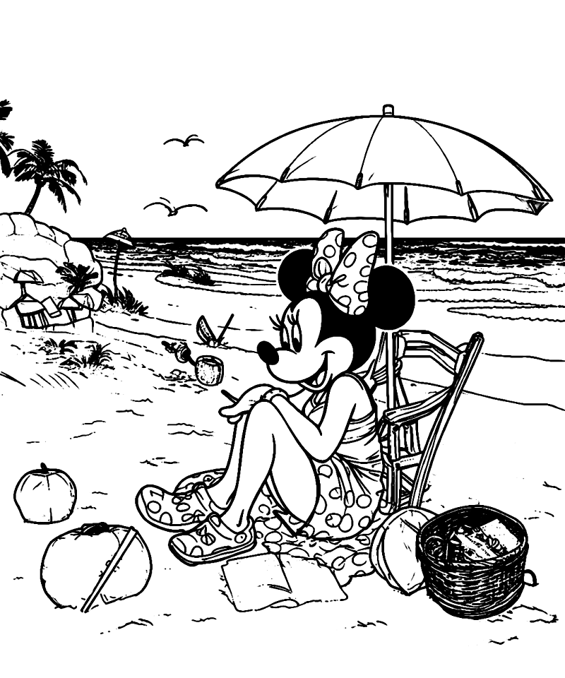 Minnie Mouse enjoying a day at the beach