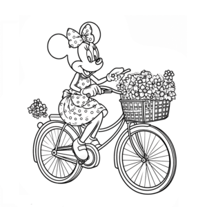 Minnie mouse riding a bicycle