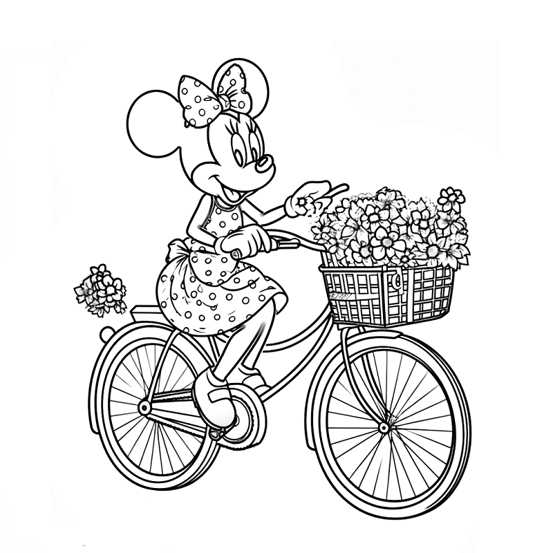 Minnie mouse riding a bicycle