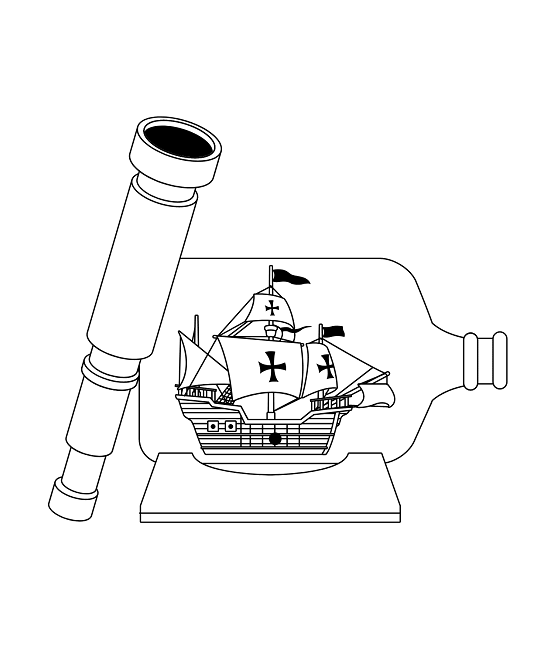 Outline Of a Pirate Ship Coloring Pages