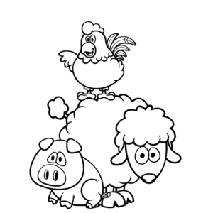 Pig Sheep and Rooster