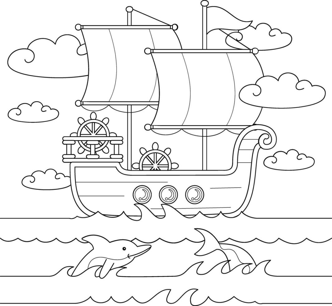 Pirate ship drawing easy for kids