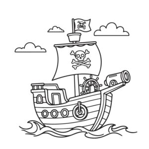 Pirate ship drawing for kids