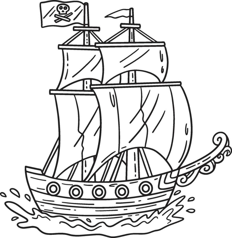 Pirate ship drawing step by step