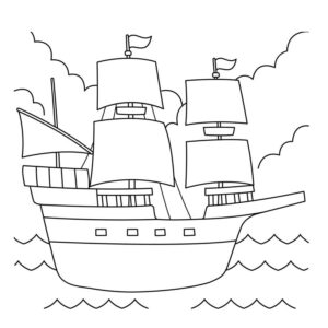 Pirate ship drawing with color