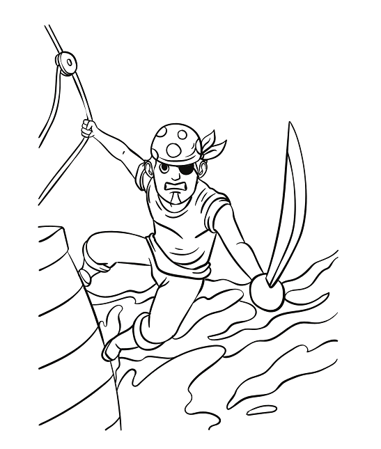 Pirates On Pirate Ship Coloring Pages