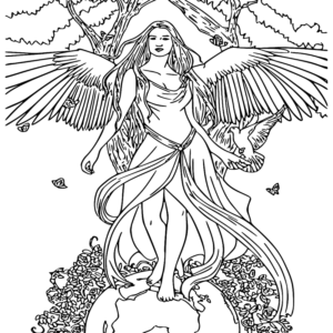 Realistic angel coloring pages