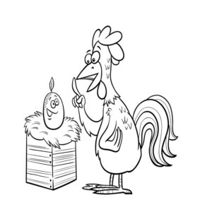 Rooster and Egg Cartoon