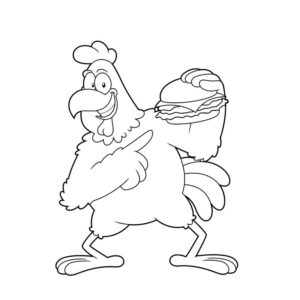 Rooster with Hamburger