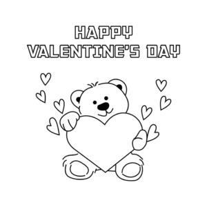 Valentines day coloring page with the cute panda lovely