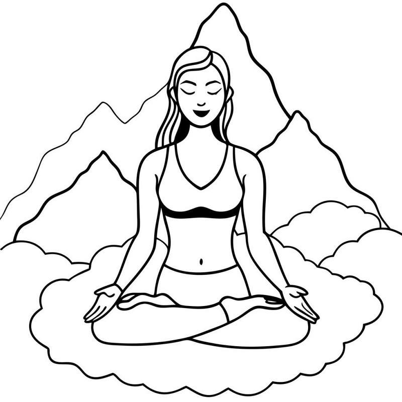 Yoga girl in mountains