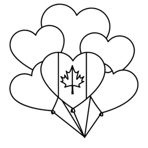 Balloons with Canadian Flag and Heart Shape