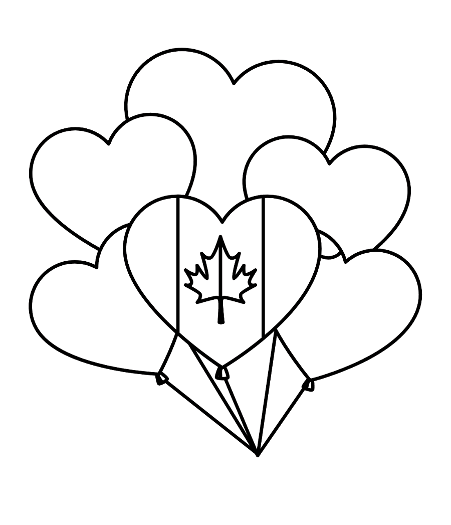 Balloons with Canadian Flag and Heart Shape