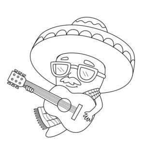 Cinco de Mayo Jalapeno isolated coloring page