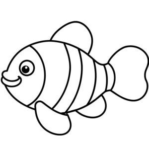 Clownfish drawing black and white