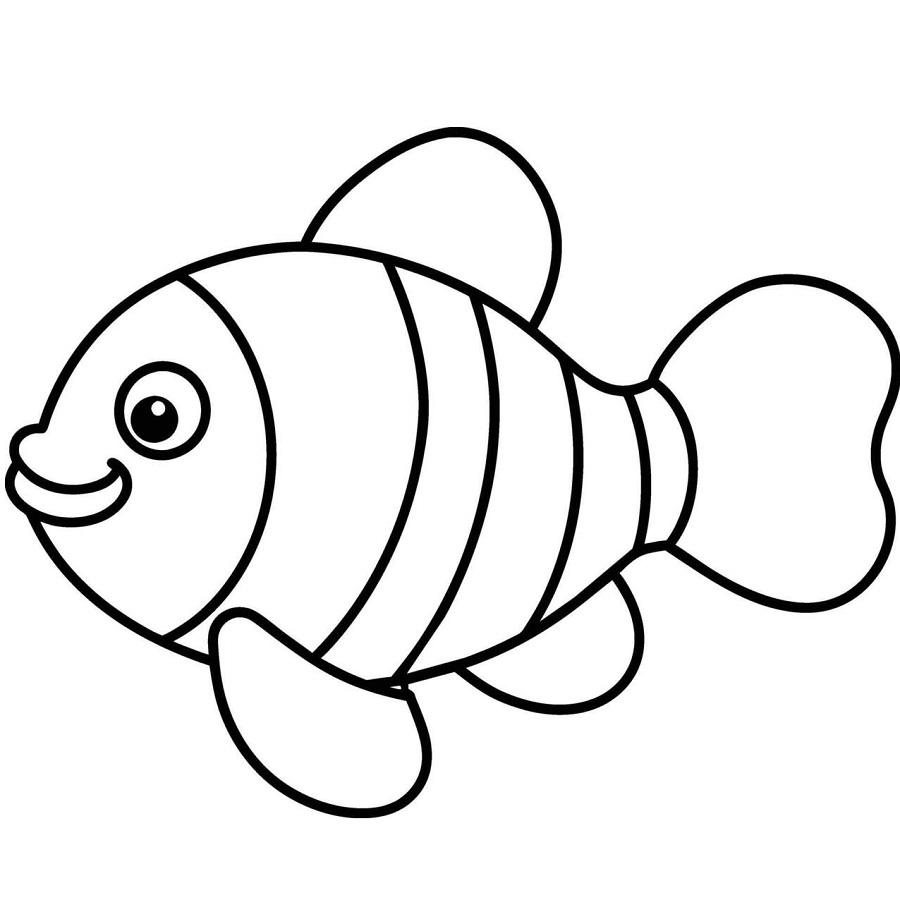Clownfish drawing black and white