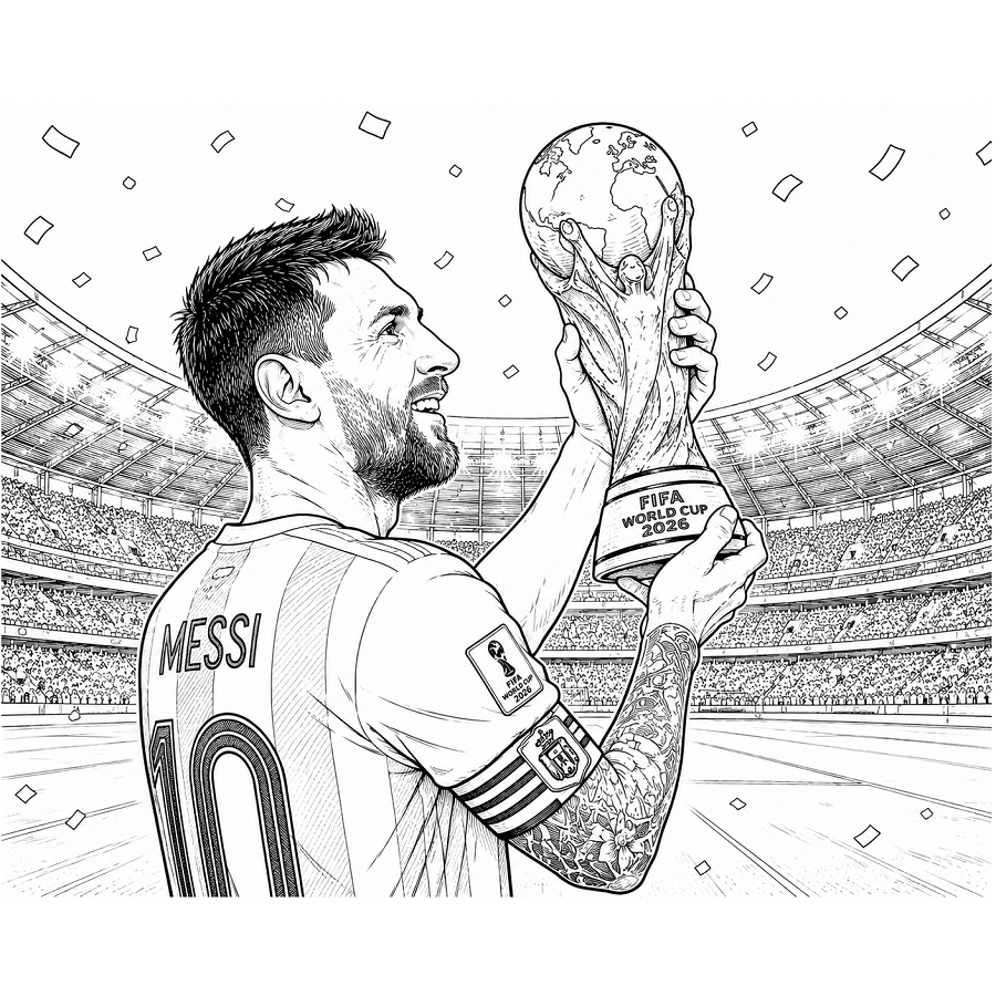 Messi world cup 2026 coloring page
