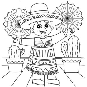 Mexican boy coloring page for kids