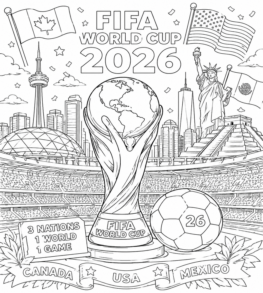 World cup football 2026 coloring page