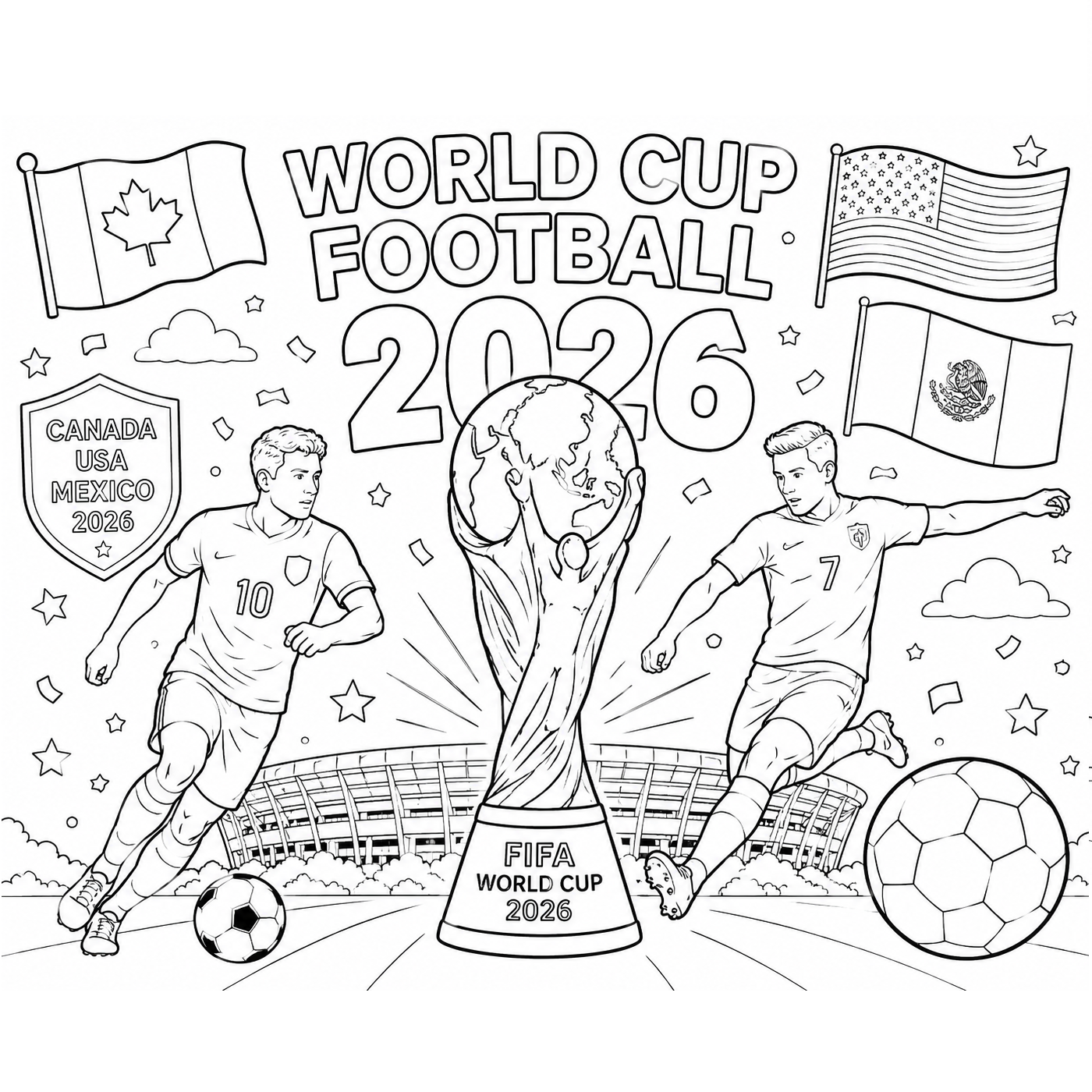 World cup football 2026 coloring