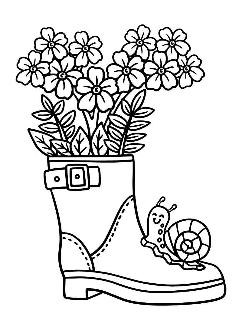 Boots Spring Flowers