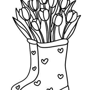 Boots with Tulip Flowers