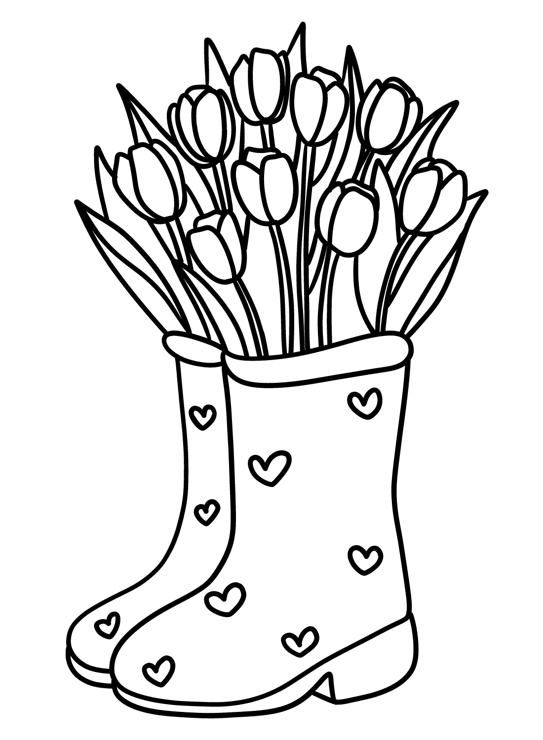 Boots with Tulip Flowers
