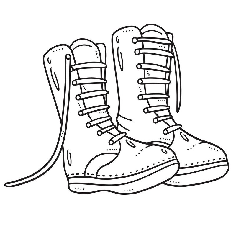 Combat Boots Isolated Coloring Page for Kids Free