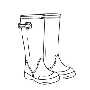 Rain rubber bootes in the doodle style